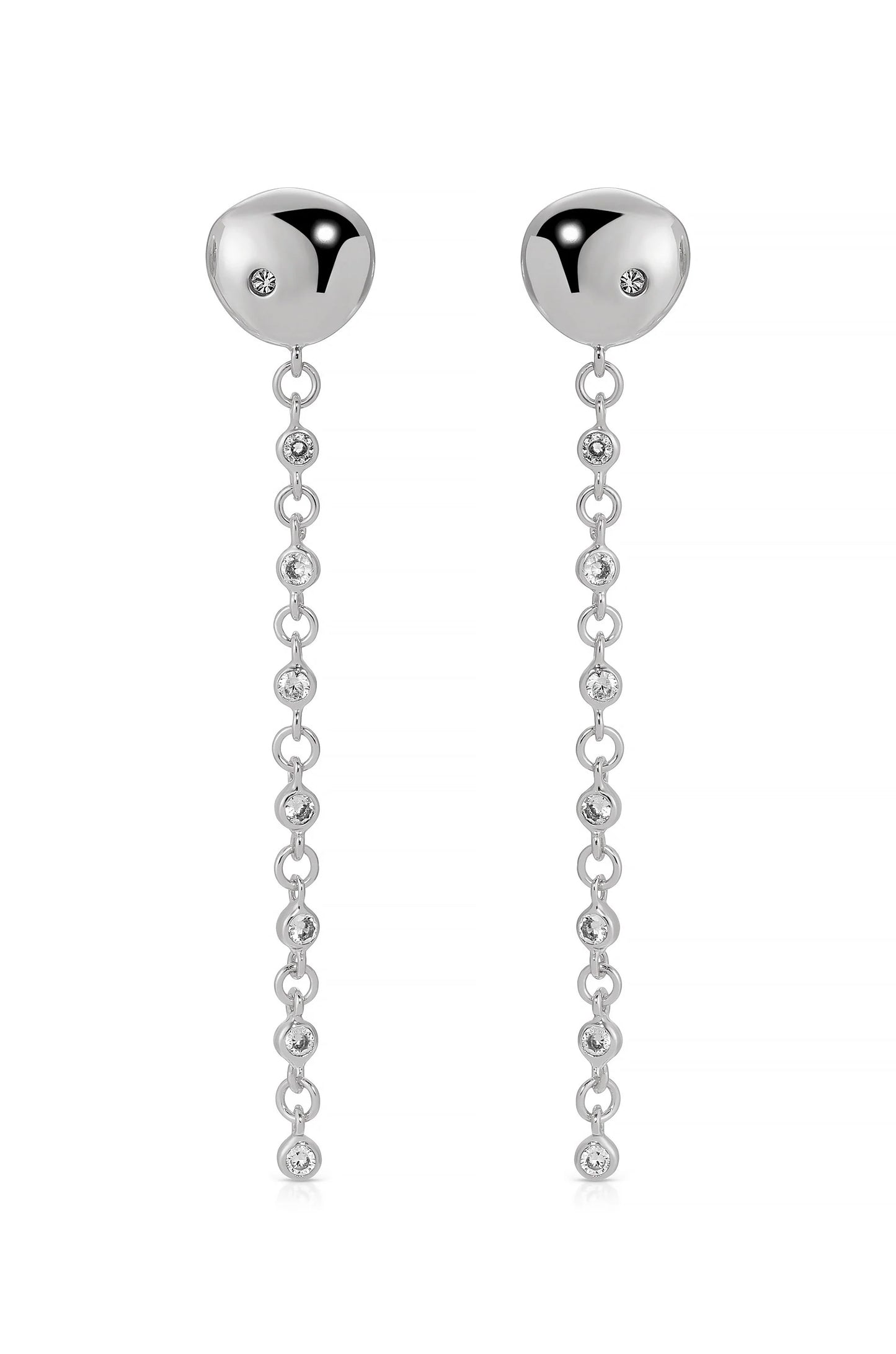 Polished Pebble Linear Chain Earrings