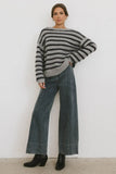 Azuline Striped Sweater in Grey FINAL SALE