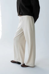 Ronda Ribbed Wide Leg Pants in Oatmeal
