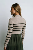 Zeda Midi Dress in Olive Stripe