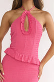 NADIA HALTER MAXI DRESS FUCHSIA PINK