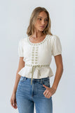 Wesley Baby Doll Top in Ivory