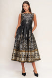 BAROQUE SPELL BLACK MIDI DRESS