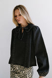 Monique Pleated Blouse in Black