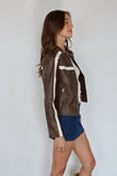 Joanne Cropped Leather Moto Jacket