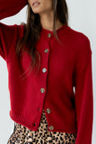Nolan Chunky Knit Cardigan in Red FINAL SALE