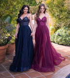 Dani Gown Navy Lace Tulle A line Dress