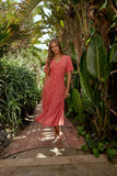 Ember Floral Midi Dress in Red FINAL SALE