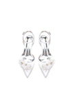 Elegant Ankle Strap Pointed Toe High Heels with Rhinestone Flower