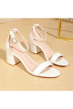 Open Toe Ankle Strap Suede Block Heel Sandals
