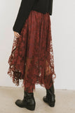 Elsie Lace Midi Skirt in Red Brown FINAL SALE