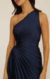 Panama Maxi Dress Navy Pleated Dress With Side Cut Out
