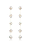 Falling Pearl and Crystal Dotted Drop Earrings