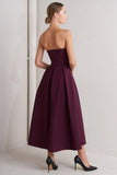 OPERA WINE BURGUNDY MIDI DRESS WITH POCKETS