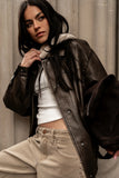 Brecken Vegan Leather Jacket in Brown FINAL SALE