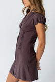 Lockie Pinstripe Mini Dress in Dark Brown FINAL SALE