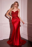 DELLA GOWN FITTED SATIN LACE EMBELLISHED GOWN