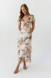 Lauren Ruffle Floral Maxi Dress