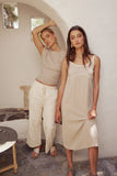 Joanna Contrast Midi Dress in Taupe FINAL SALE