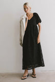 Devon Eyelet Lace Maxi Dress in Black FINAL SALE