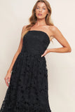 CAREFREE NIGHTS LACE MIDI DRESS BLACK