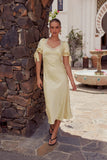 Amanda Lace Trim Maxi Dress in Butter Yellow