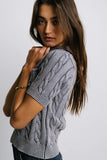 Halle Cable Knit Top in Blue