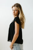 Gianna Lace Trim Blouse in Black
