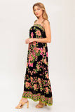 SUMMER GLOW FLORAL MAXI DRESS BLACK