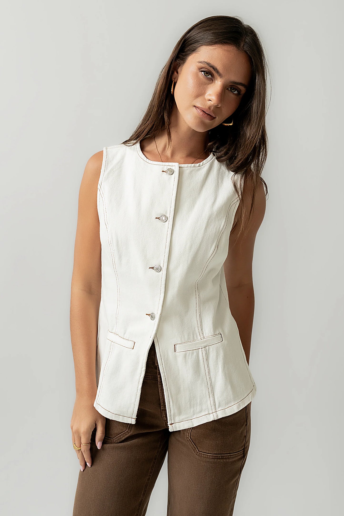 Hudson Denim Vest in White FINAL SALE