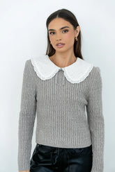 Bobbi Collared Sweater in Grey FINAL SALE