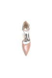 Nude Pink High Heels with Crystal Embellished Silver Buckle
