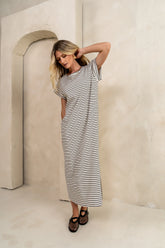 Esme Striped Maxi Dress in Black FINAL SALE