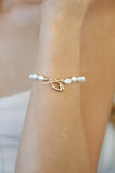 Freshwater Pearl and Gold Nugget Toggle Bracelet
