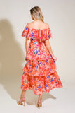 STROLL THE AVENUES MIDI DRESS PEACH