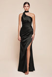 BRYCE GOWN ONE SHOULDER LUXE SATIN DRESS