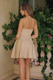 EILEEN MINI DRESS SHIMMER DRAPE A LINE MINI DRESS