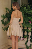 EILEEN MINI DRESS SHIMMER DRAPE A LINE MINI DRESS