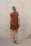 Regina Pleated Mini Dress in Brick FINAL SALE