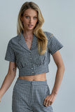 Madie Gingham Button Up in Black