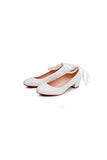 Round Toe Low Chunky Heels Beaded Wedding Shoes