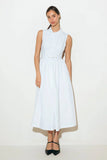 NORTH EAST MIDI White Cotton Pintuck Midi Shirt Dress