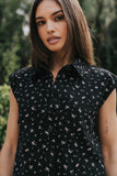 Marina Floral Button Up in Black