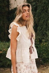 Kadie Tie Front Blouse in Mocha FINAL SALE