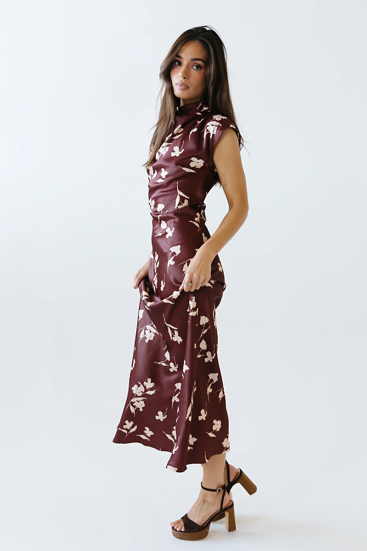 Carson Floral Maxi Dress in Red Brown FINAL SALE