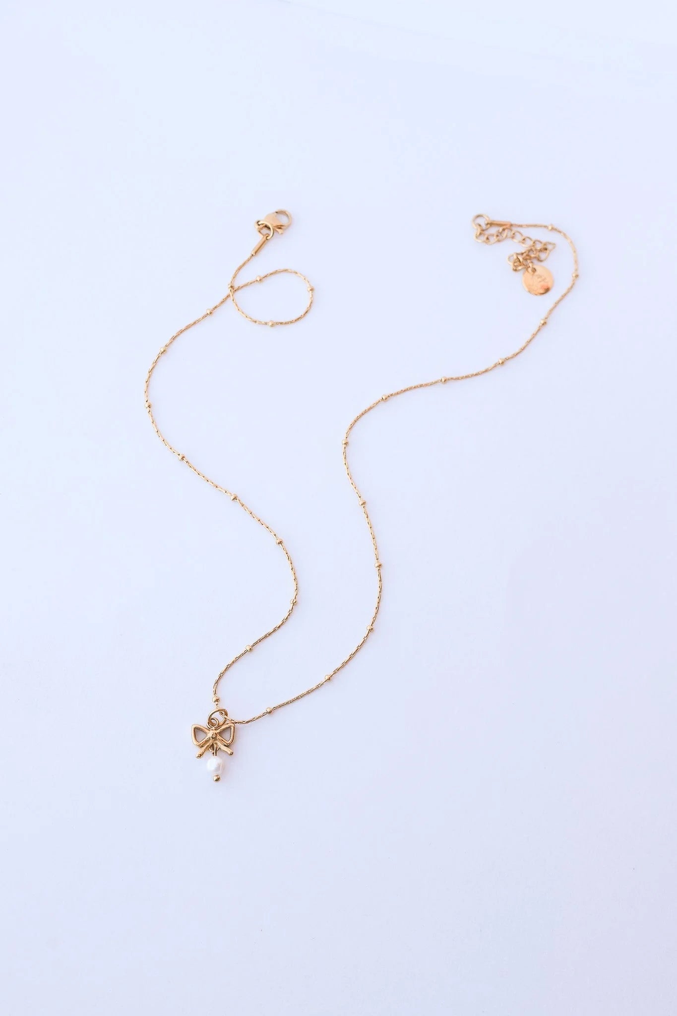 Jane Bow Pearl Necklace