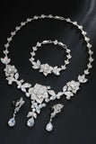 Royal Blue Flower Bracelet Necklace Jewelry Set
