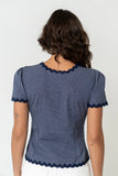 Serra Lace Trim Blouse in Navy