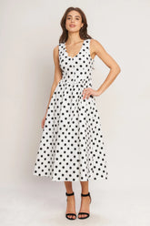 VINTAGE WHISPER POLKA DOT MIDI DRESS