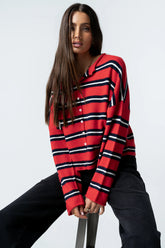 Mariah Striped Cardigan in Red FINAL SALE